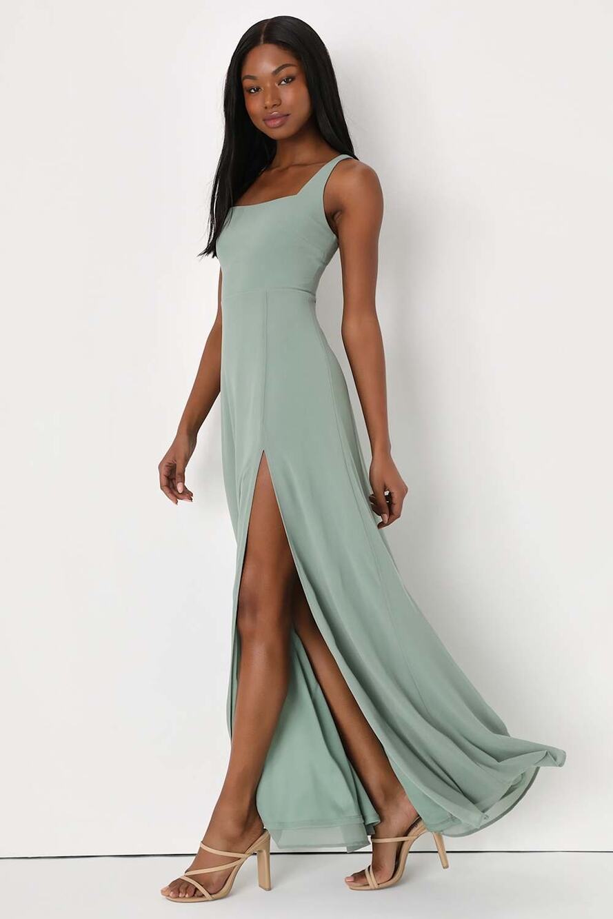 NWT Lulus‎ Remarkable Arrival Sage Brush Sleeveless Maxi Dress Bridesmaid Sz XXL